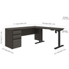 Bestar Prestige + Height Adjustable L-Desk, Bark Gray/Slate 99885-000047